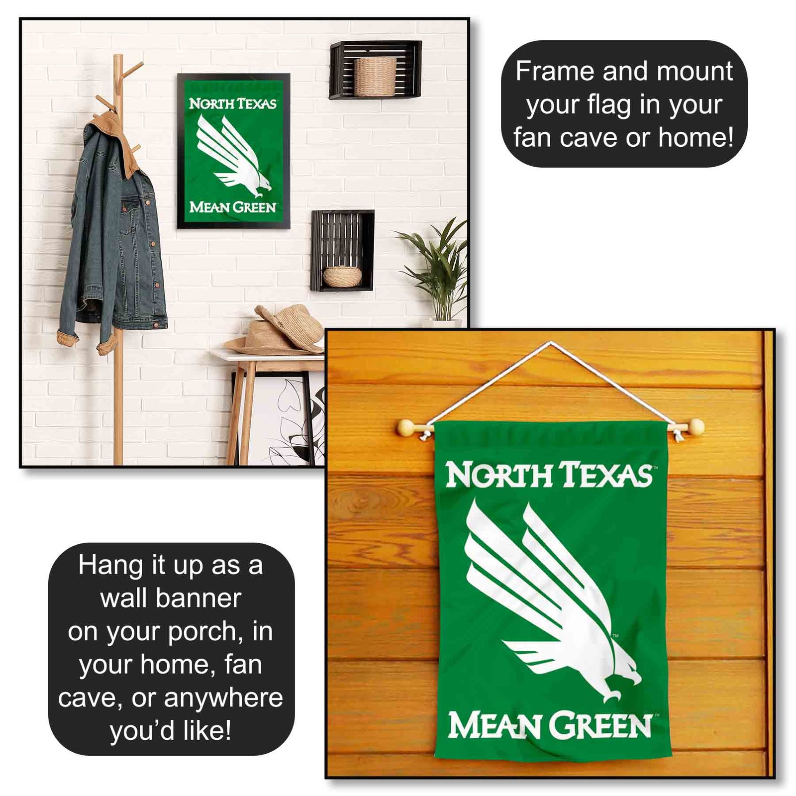 North Texas Mean Green Garden Flag Yard Banner