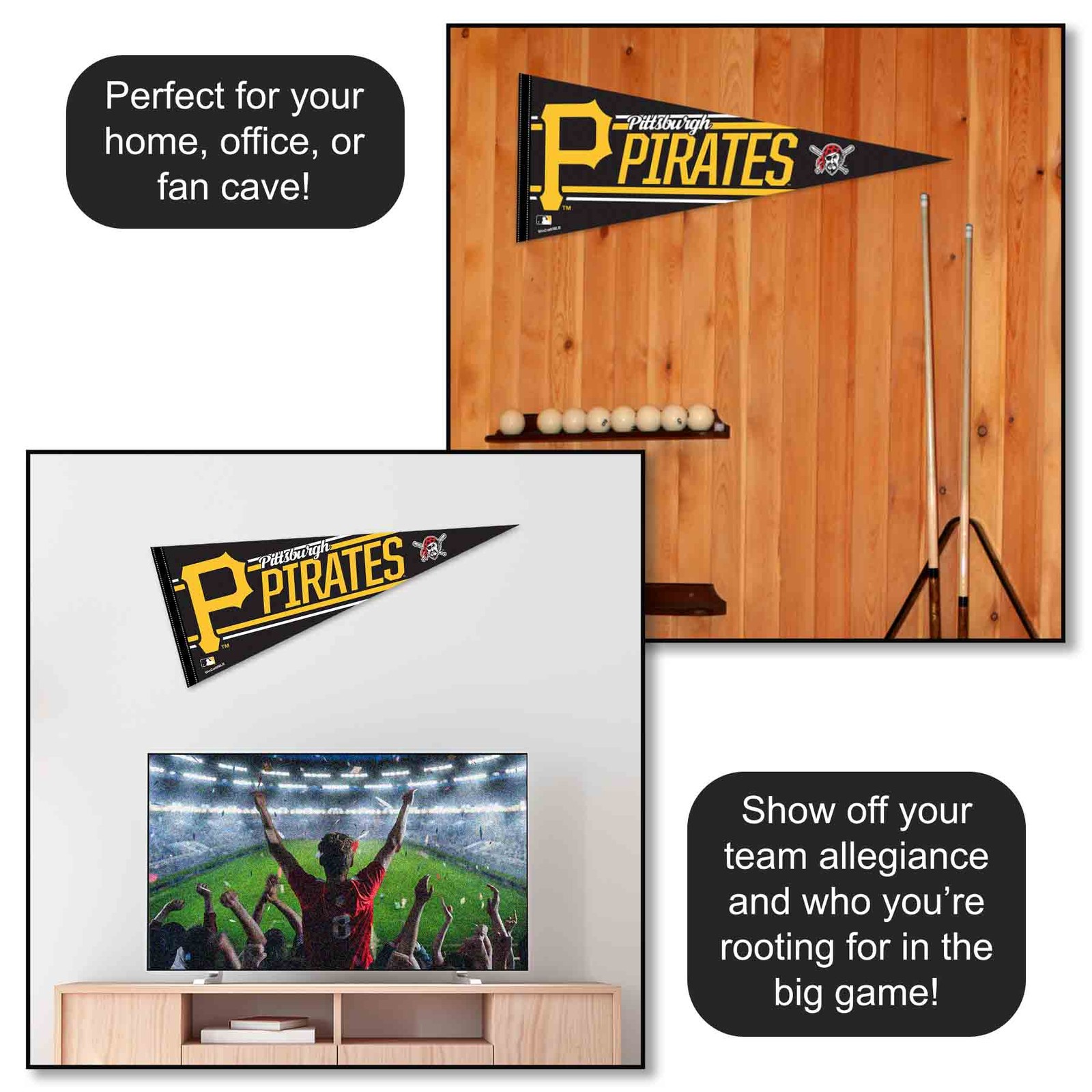 Pittsburgh Pirates MLB 12 in X 30 in Pennant