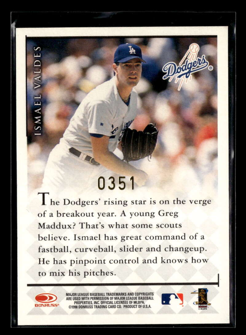1998 Donruss Signature Ismael Valdes Millennium Marks Auto /1100 Dodgers FX1259