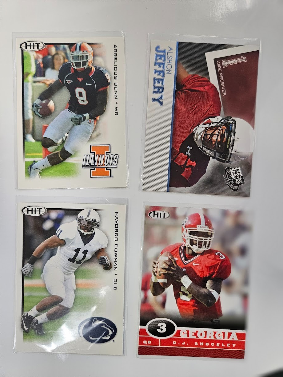 Lot of 200 Football Cards – College Uniforms – less than $.10 per card!!