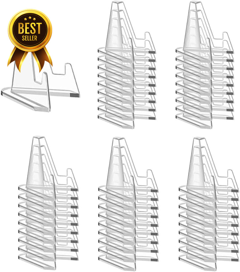 50 Pack Acrylic Card Display Stands 2.2″ Mini Easel for Trading Cards