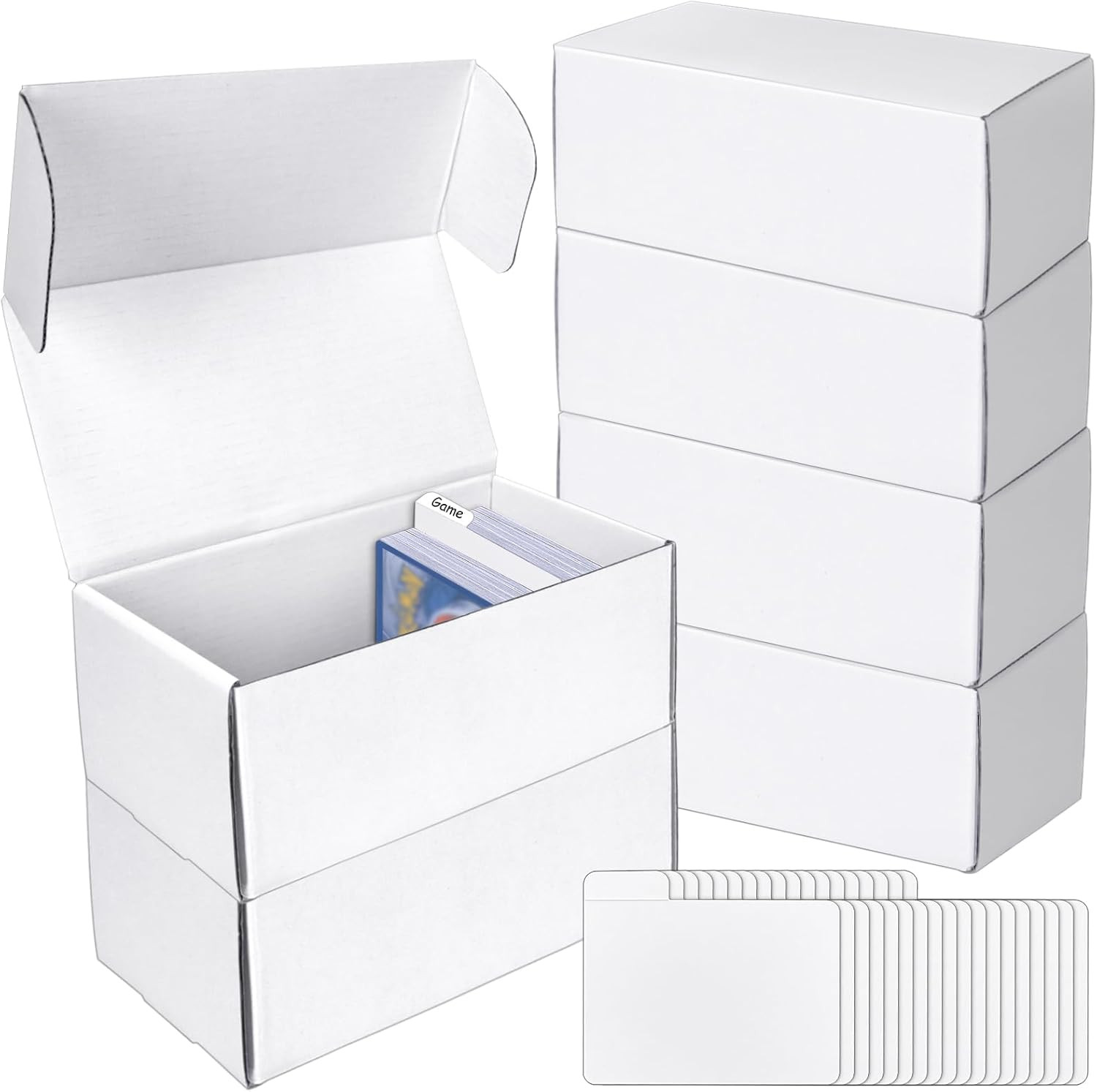 Trading Card Storage Box with Dividers, 6 Pack • 400 Count Bulk Card Collection