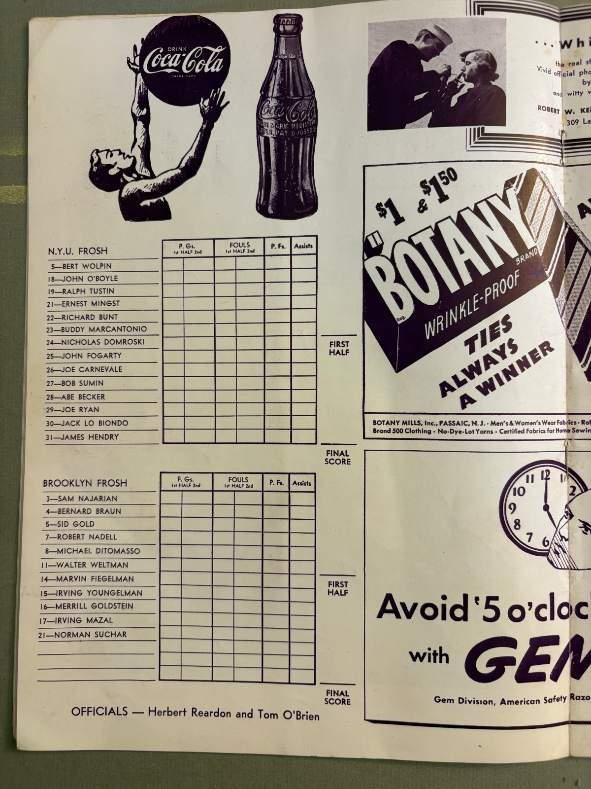 1948 (1/30) NYU v Brooklyn; NYU Fresh. v Brooklyn Fresh. @ 69th Regiment Armory