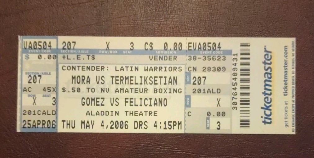 2006 Contender “Latin Warriors” Sergio Mora Alfonso Gomez ++ Boxing Ticket