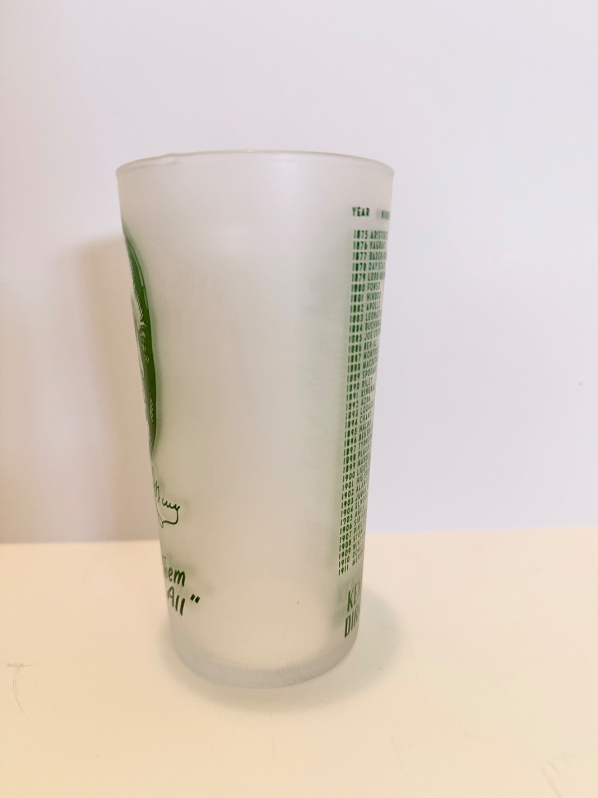 1949 Kentucky Derby Frosted Mint Julep Glass Matt Winn
