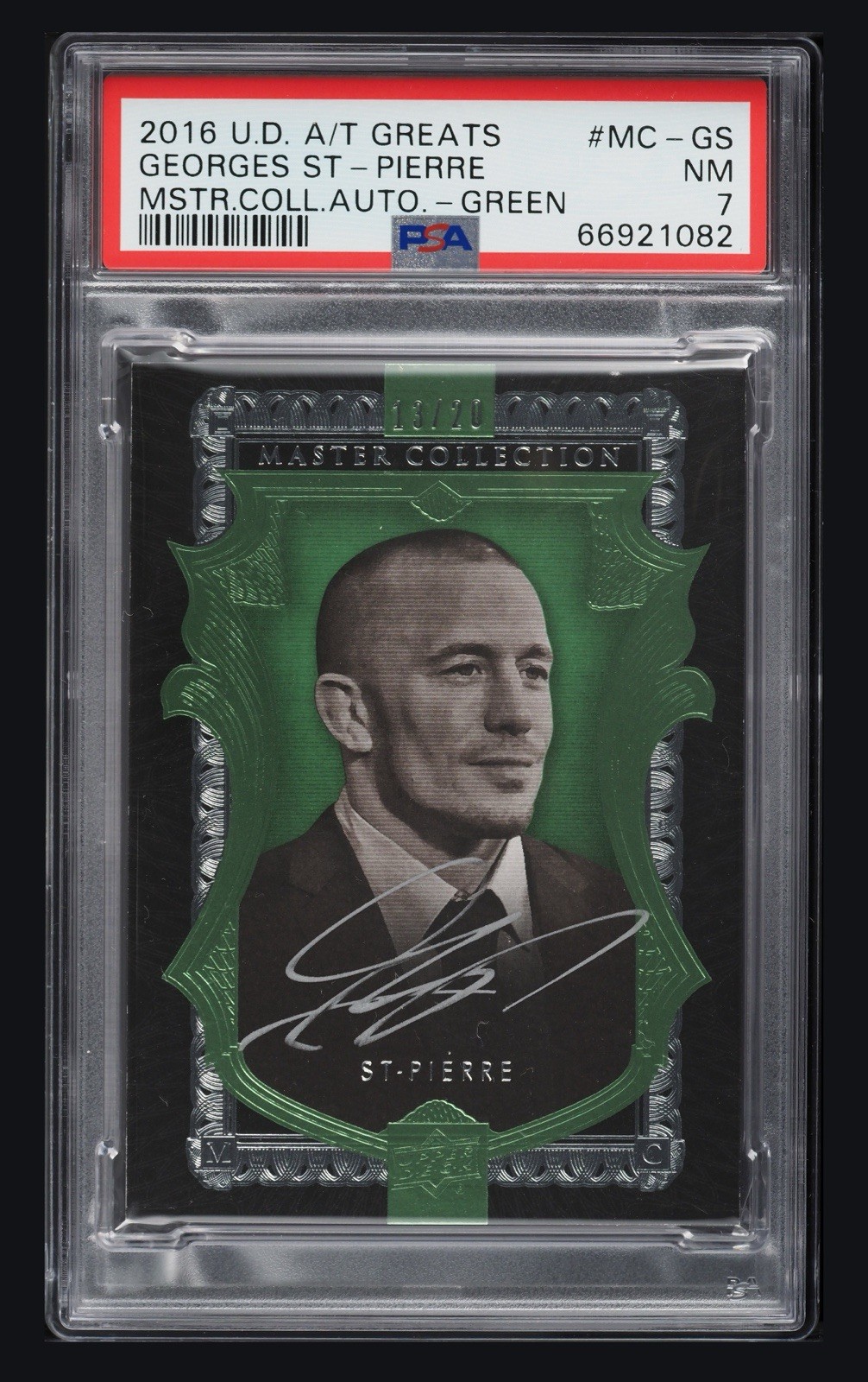 2016 Upper Deck – Georges St-Pierre All Time Great Master Green Auto /20 On Card