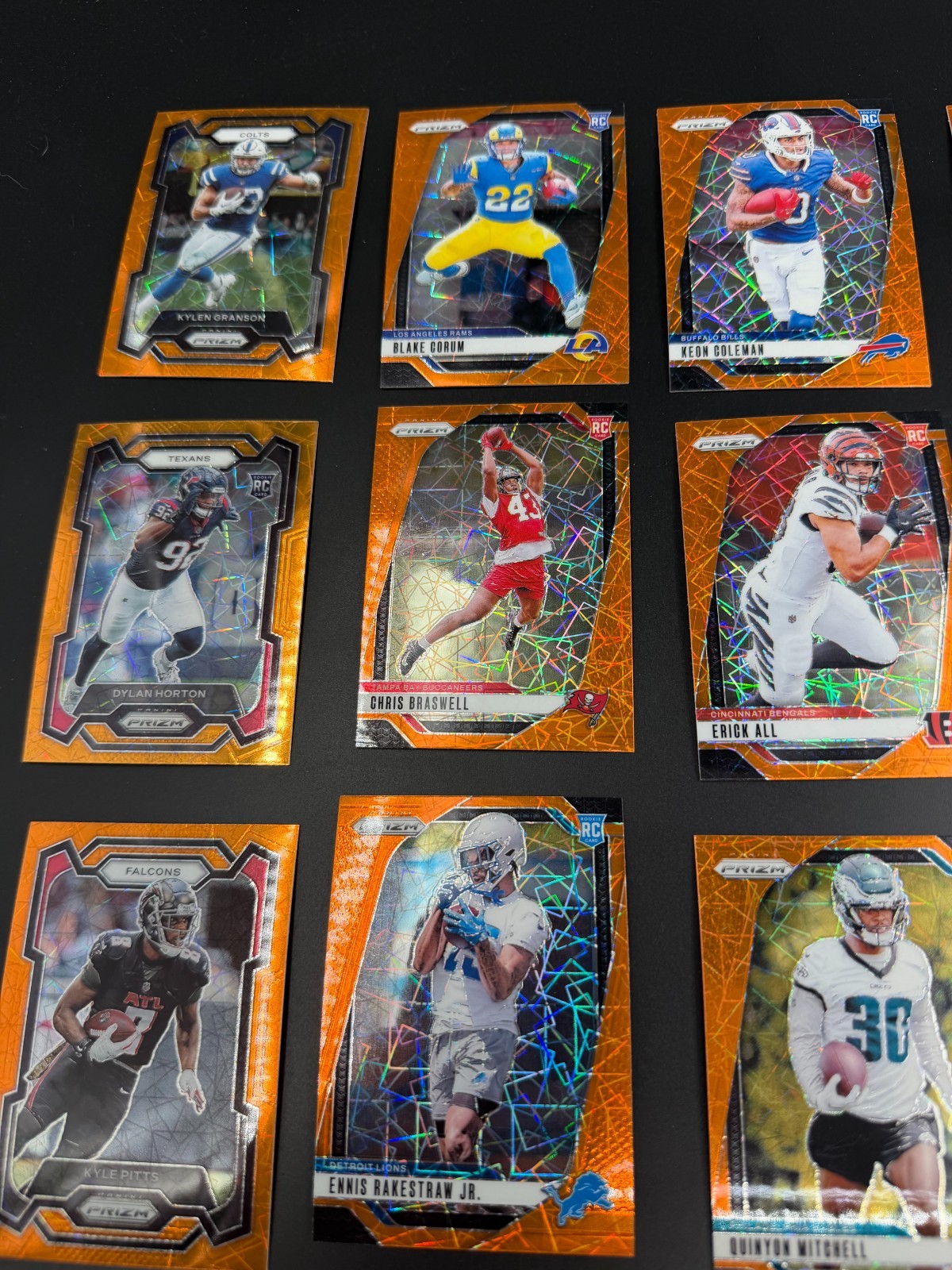 NFL Prizm Orange Lazer Lot Of 35 all in picture