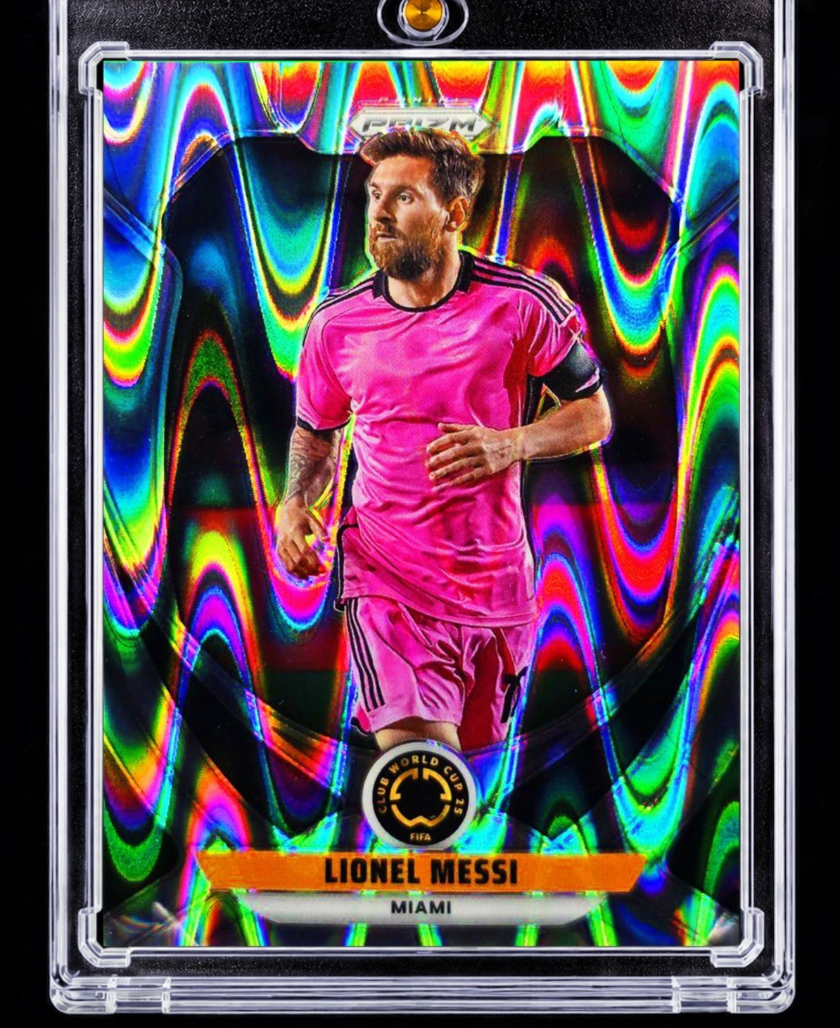 LIONEL MESSI RARE RAYWAVE REFRACTOR CHROME Holo SP Prizm Pink Uniform Miami GOAT