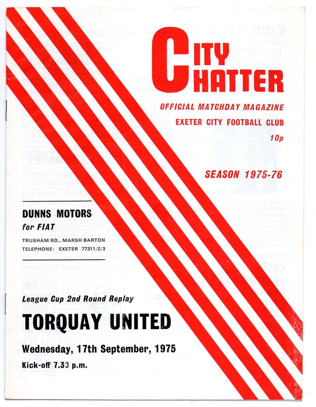 2 in number Exeter City V Torquay Utd 1975-76 season programmes