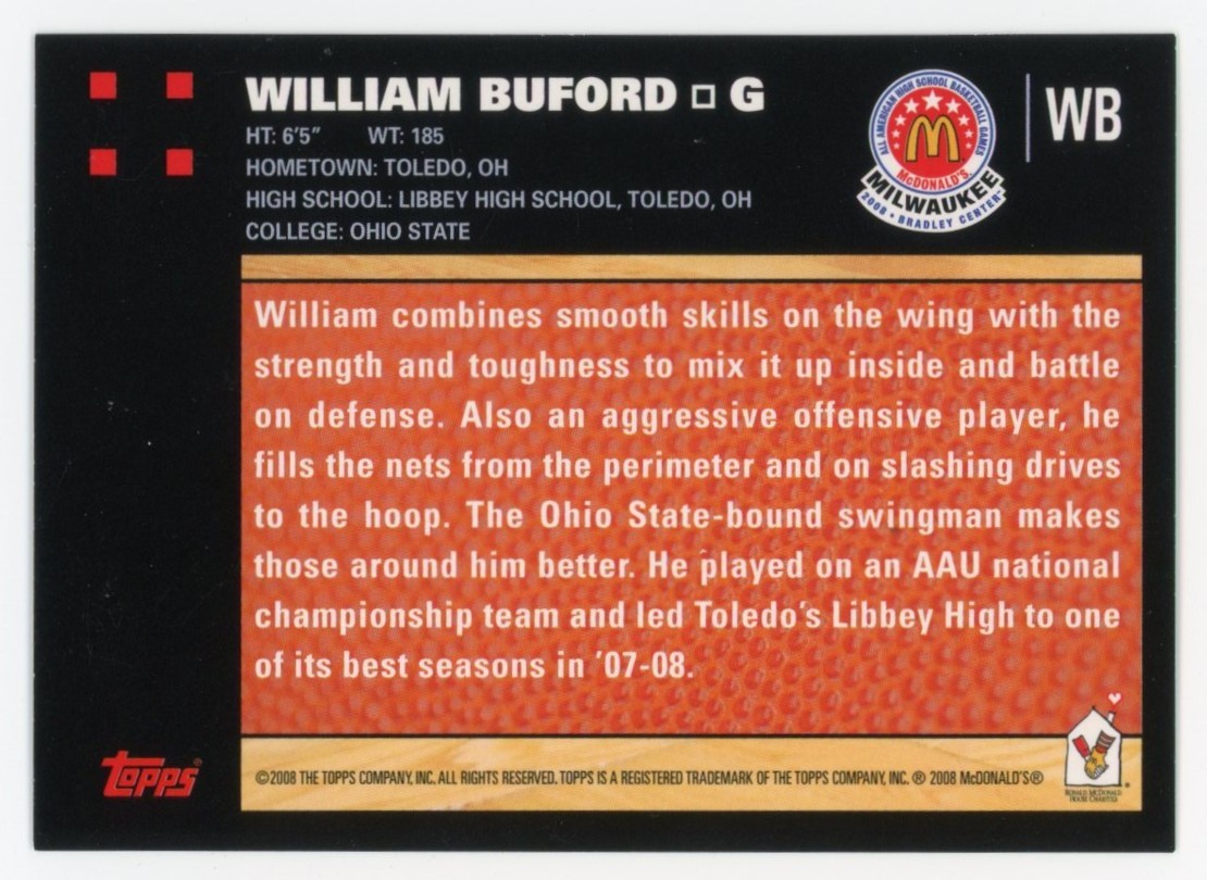 2008 McDonald’s All-American #WB William Buford
