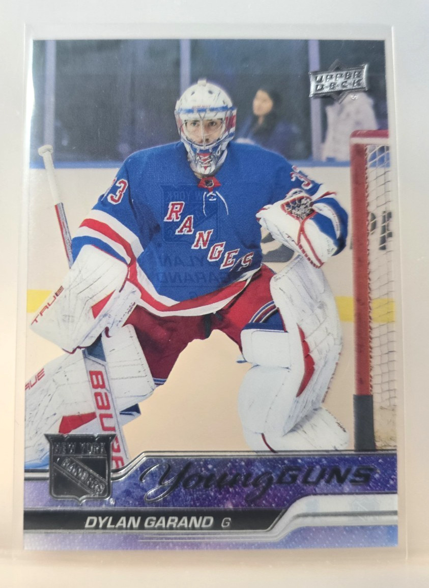 2023-24 Upper Deck Young Guns Dylan Garand Clear Cut Rangers Rookie Card 722