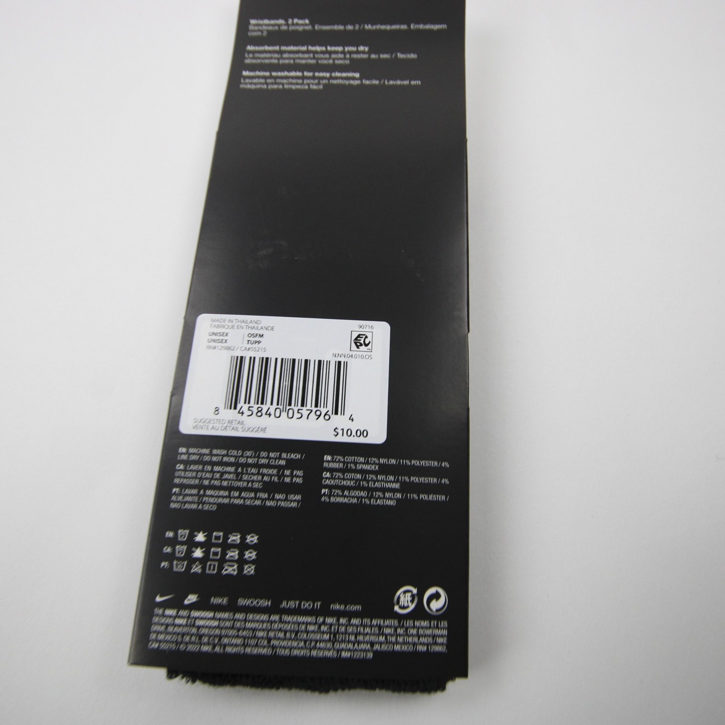 Nike Wristband Unisex Black New with Tags OSFA