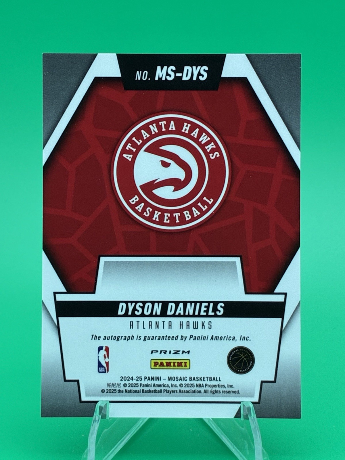 Panini 2024-25 Mosaic Scripts Dyson Daniels Atlanta Hawks Autograph MS-DYS