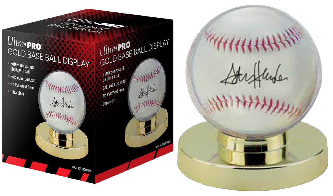 Ultra Pro Baseball Holder Gold Base Display Case Acrylic Ball Globe Pedestal