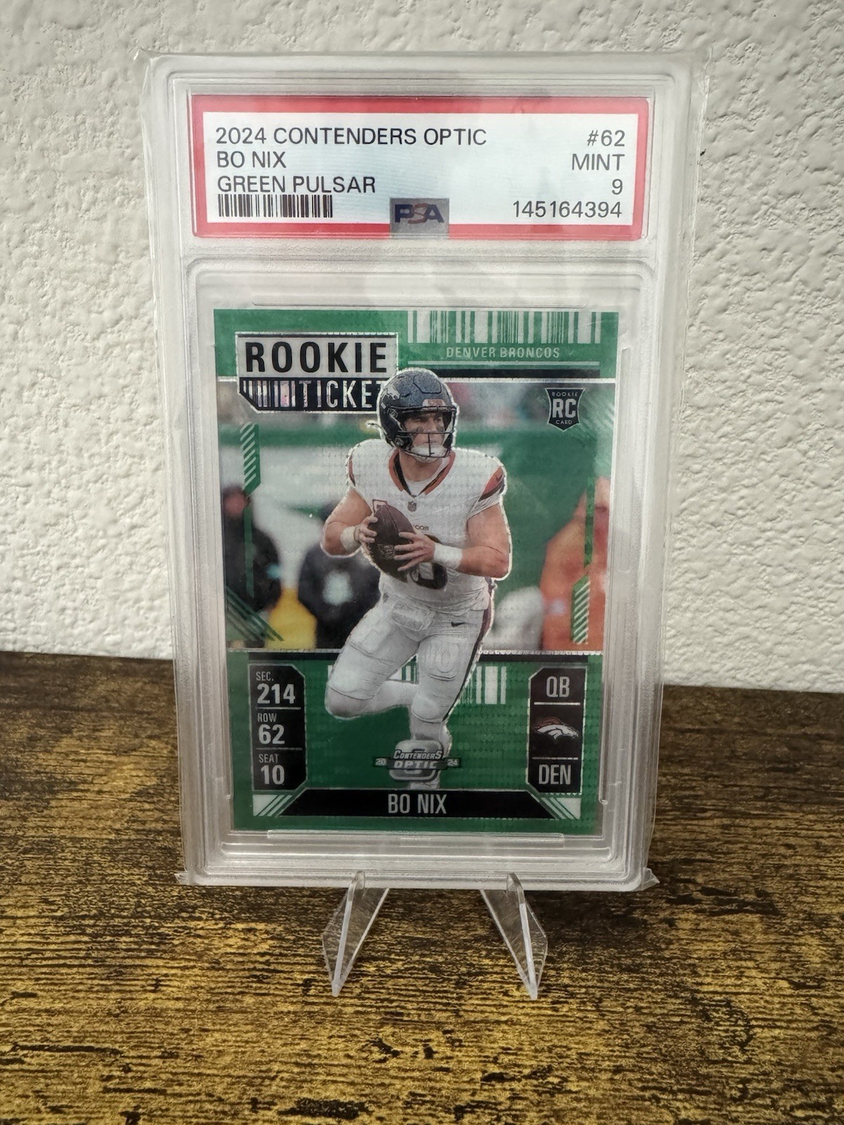 BO NIX 2024 PANINI CONTENDERS OPTIC GREEN PULSAR PRIZM RC #33/49 PSA 9 MINT