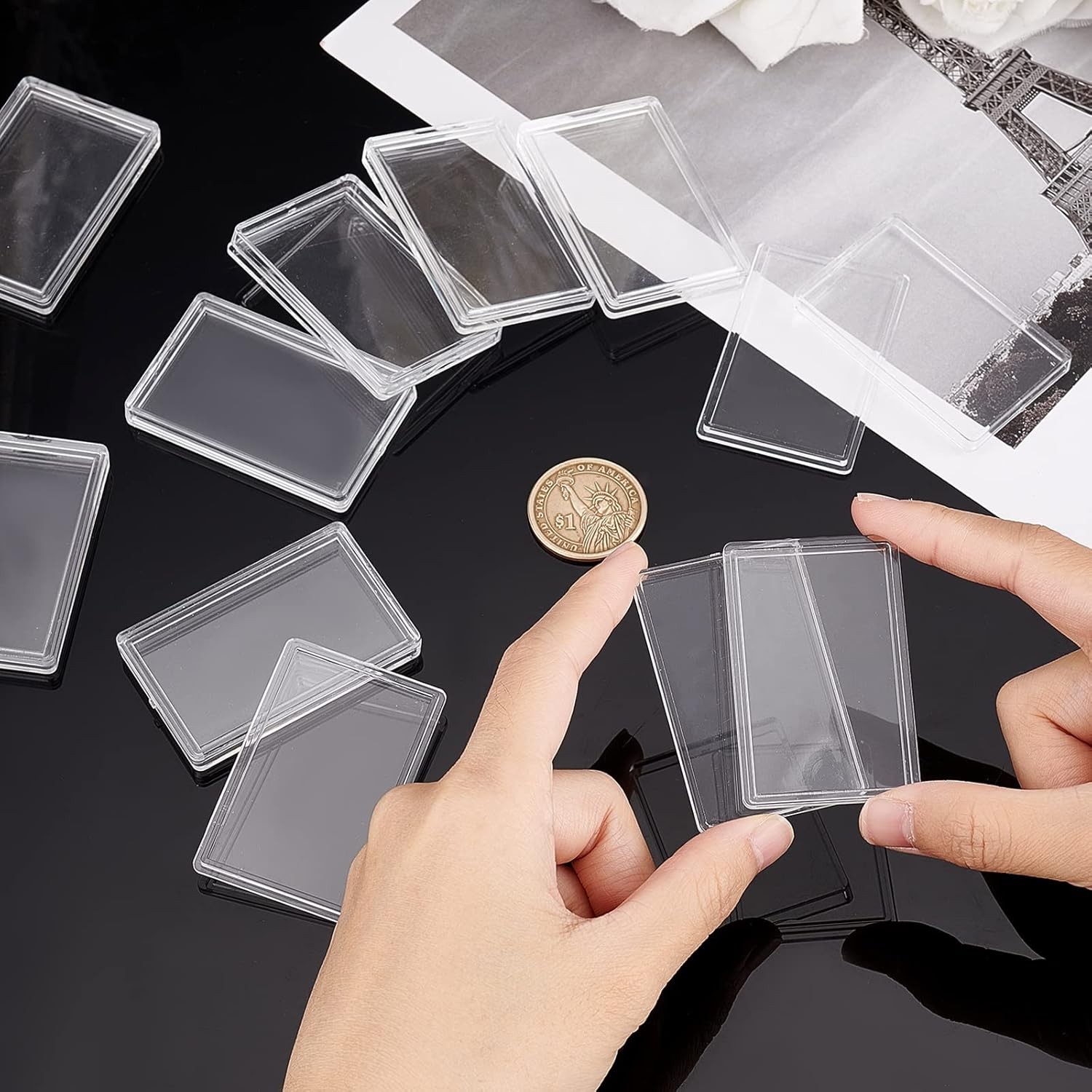5-50 Pcs 1 Oz Silver Bar Holder Acrylic Storage Clear Case Capsule Container