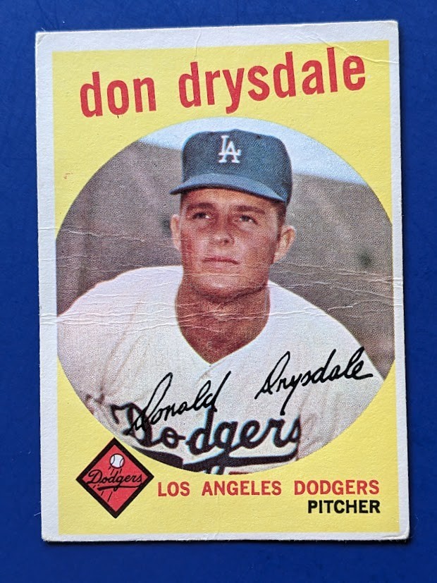 1959 Topps – Don Drysdale HOF #387 – Los Angeles Dodgers VG