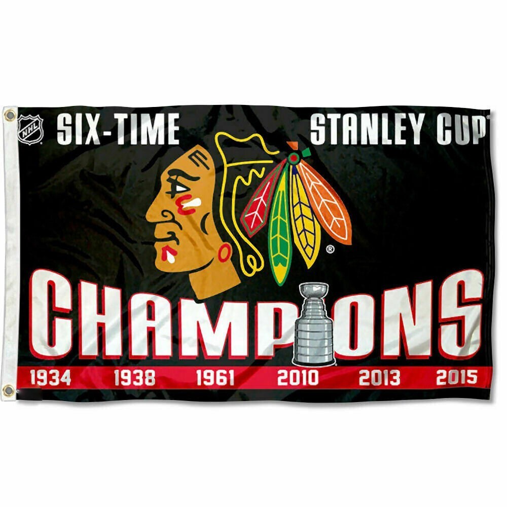 CHICAGO BLACKHAWKS 3’X5′ FLAG/BANNER **100% FULL COLOR ON BOTH SIDES OF FLAG**