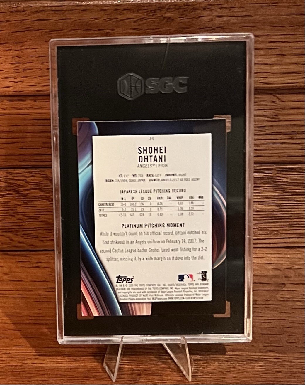 SHOHEI OHTANI Rookie (RC)🔥2018 Bowman Platinum PITCHING w/ GLOVE🔥SGC 9.5 MT+💎