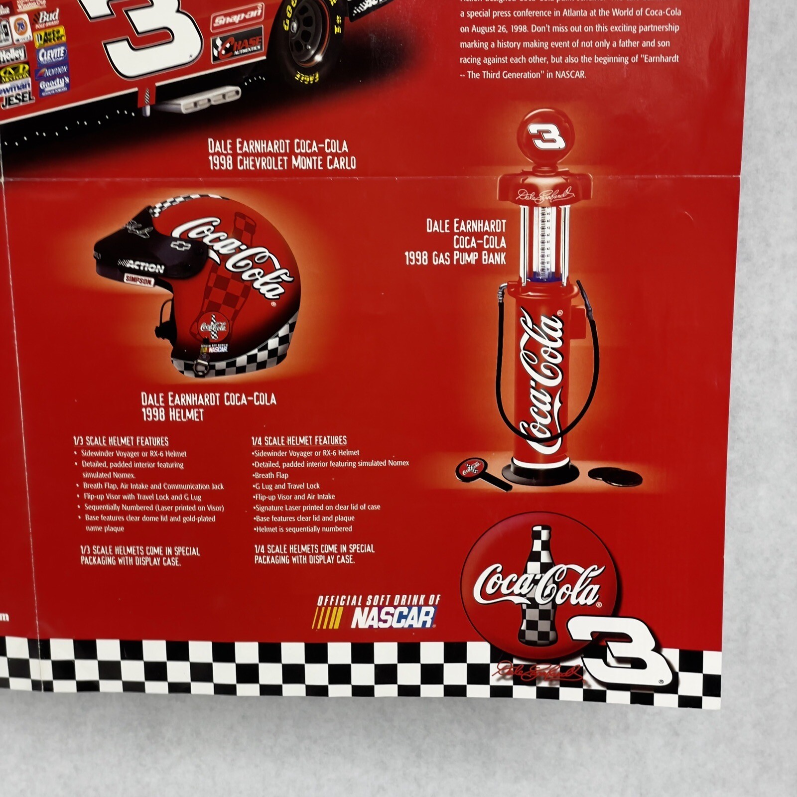 Dale Earnhardt Sr. (#3) & Jr. (#1) 1998 Coca Cola Nascar Racing Poster ￼ 16×22