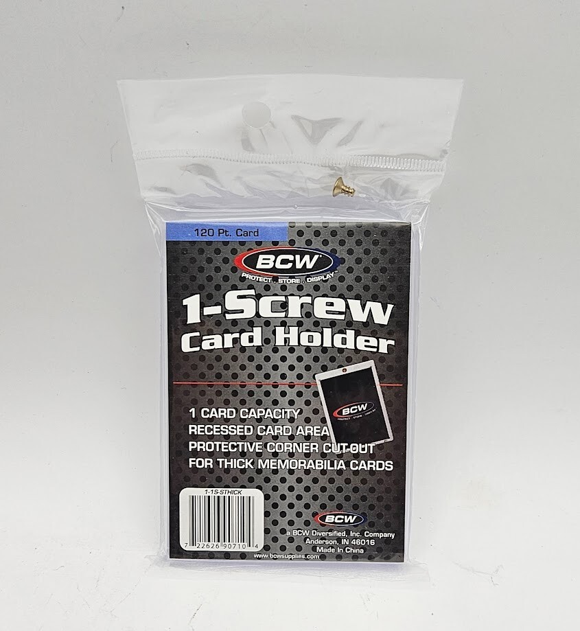 (3-Pack) BCW 1-Screw Screwdown Trading Card Holder Extra Thick 120pt Recessed