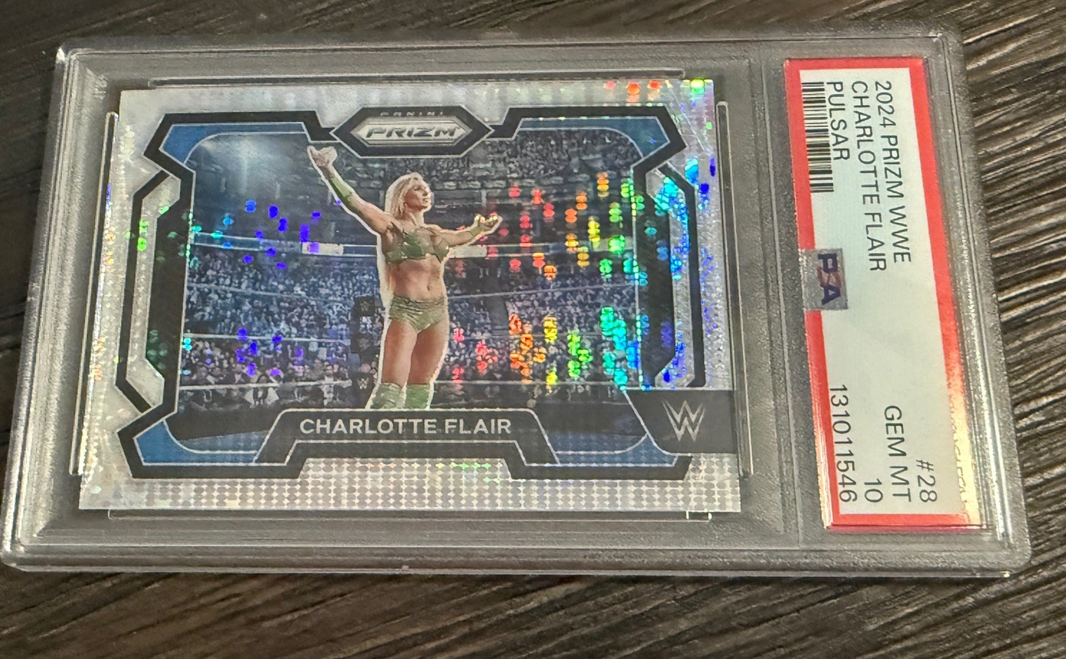 2024 Panini Prizm WWE – Charlotte #28 Pulsar Prizm /499 PSA Gem Mint 10