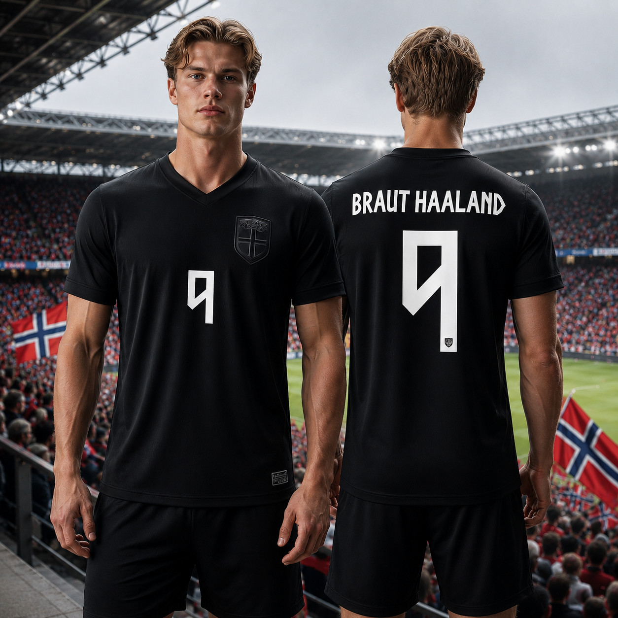 Norway Heritage Black Soccer Jersey Vintage Football Fan Shirt Custom Name