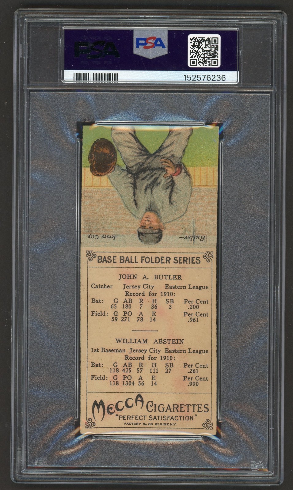 1911 Mecca Tobacco T201 Double Folder ABSTEIN/BUTLER Jersey City PSA 1 NO CREASE