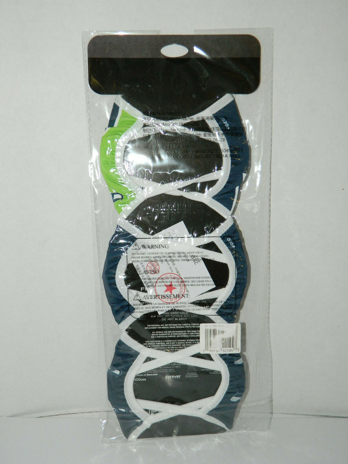 Seattle Seahawks FACE MASK 3 pack NFL official Cover filter pocket reusable