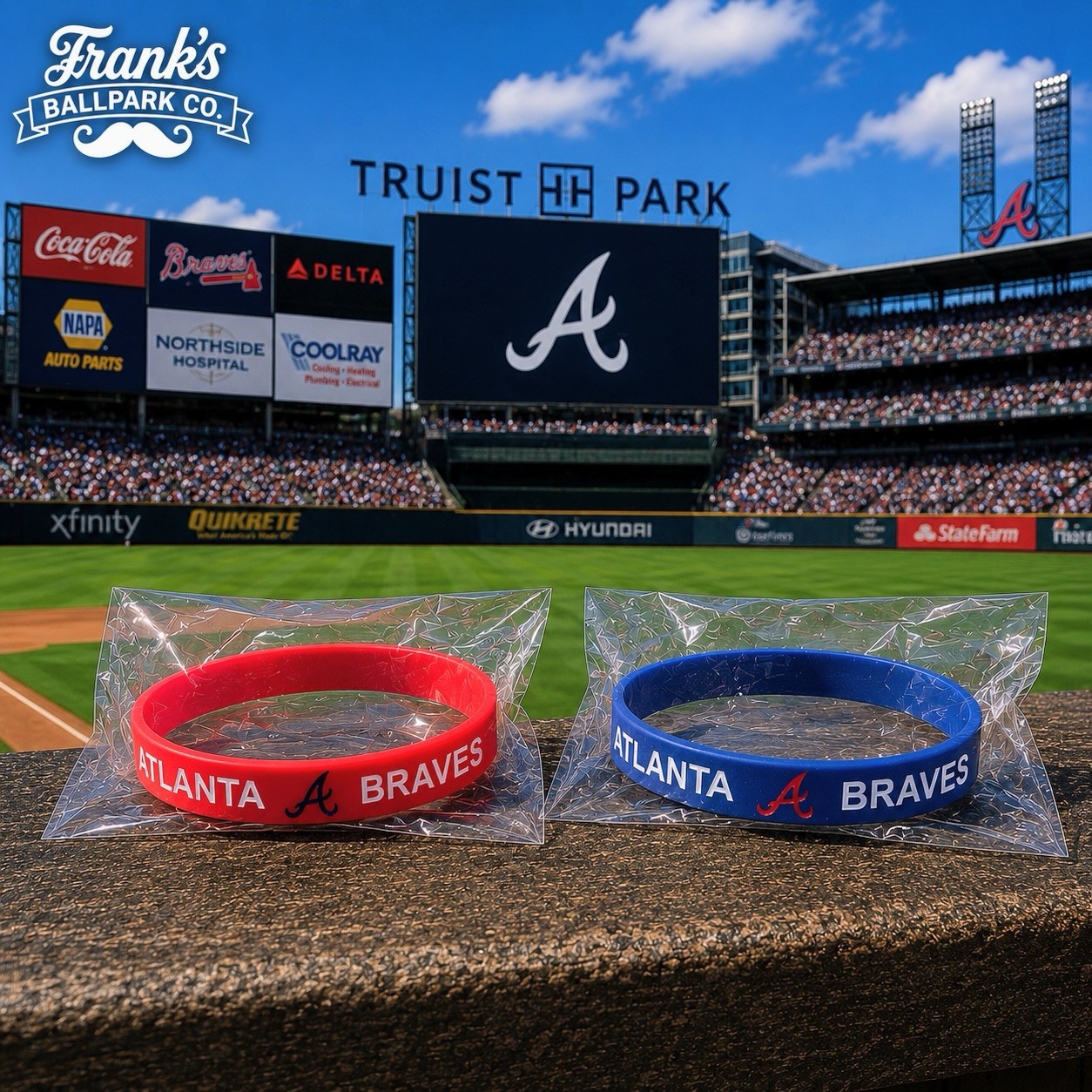 Atlanta Braves Silicone Wristbands Fan Bracelet Set Red & Blue MLB Baseball