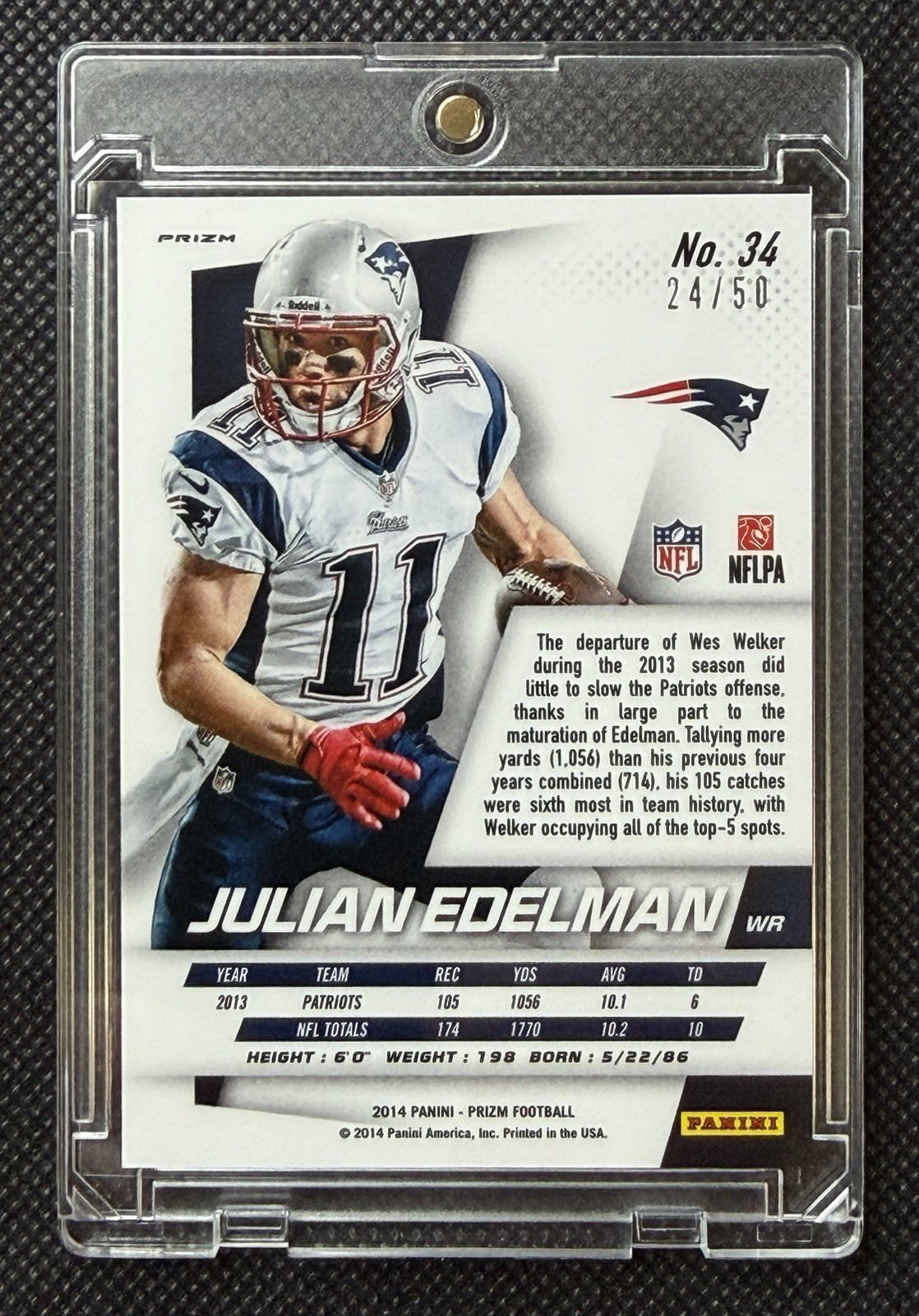 2014 PANINI PRIZM JULIAN EDELMAN TEAM LOGO #D/50 PATRIOTS