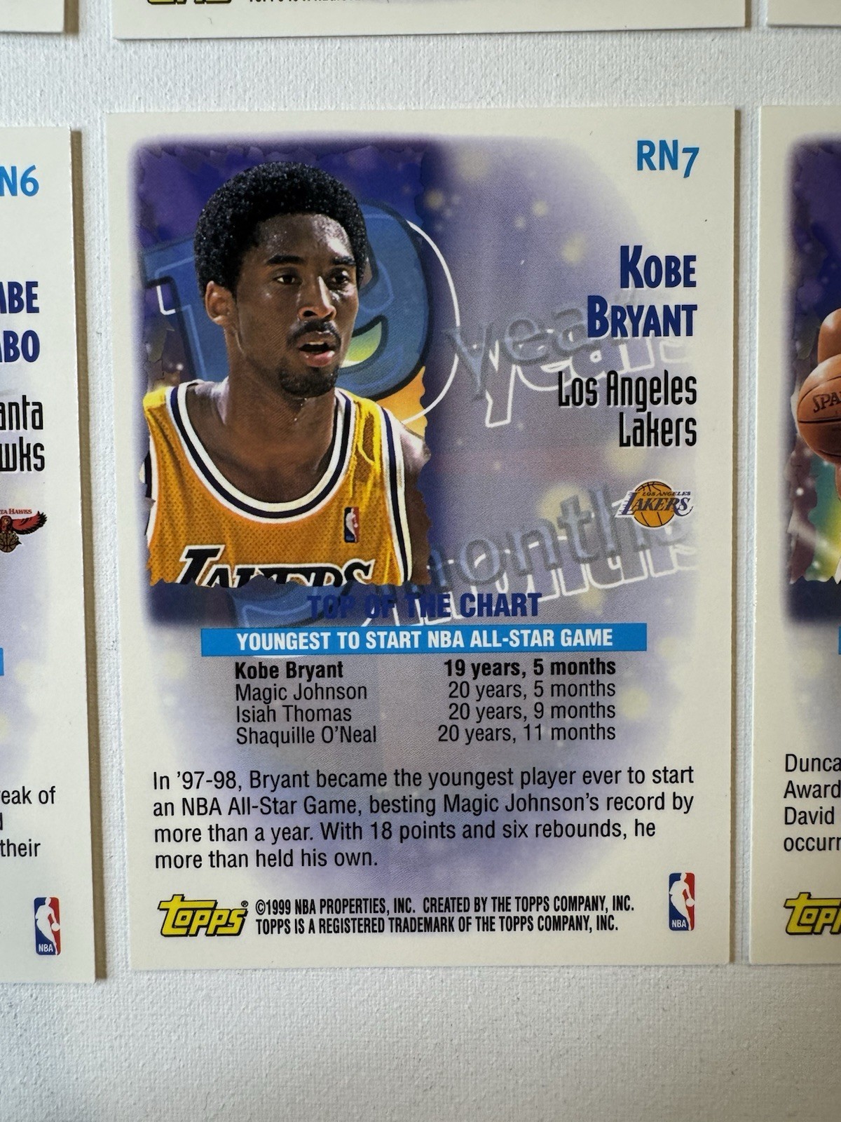 1999-00 Topps NBA Record Numbers Inserts Complete Set (RN1-10) Kobe, Iverson 🔥