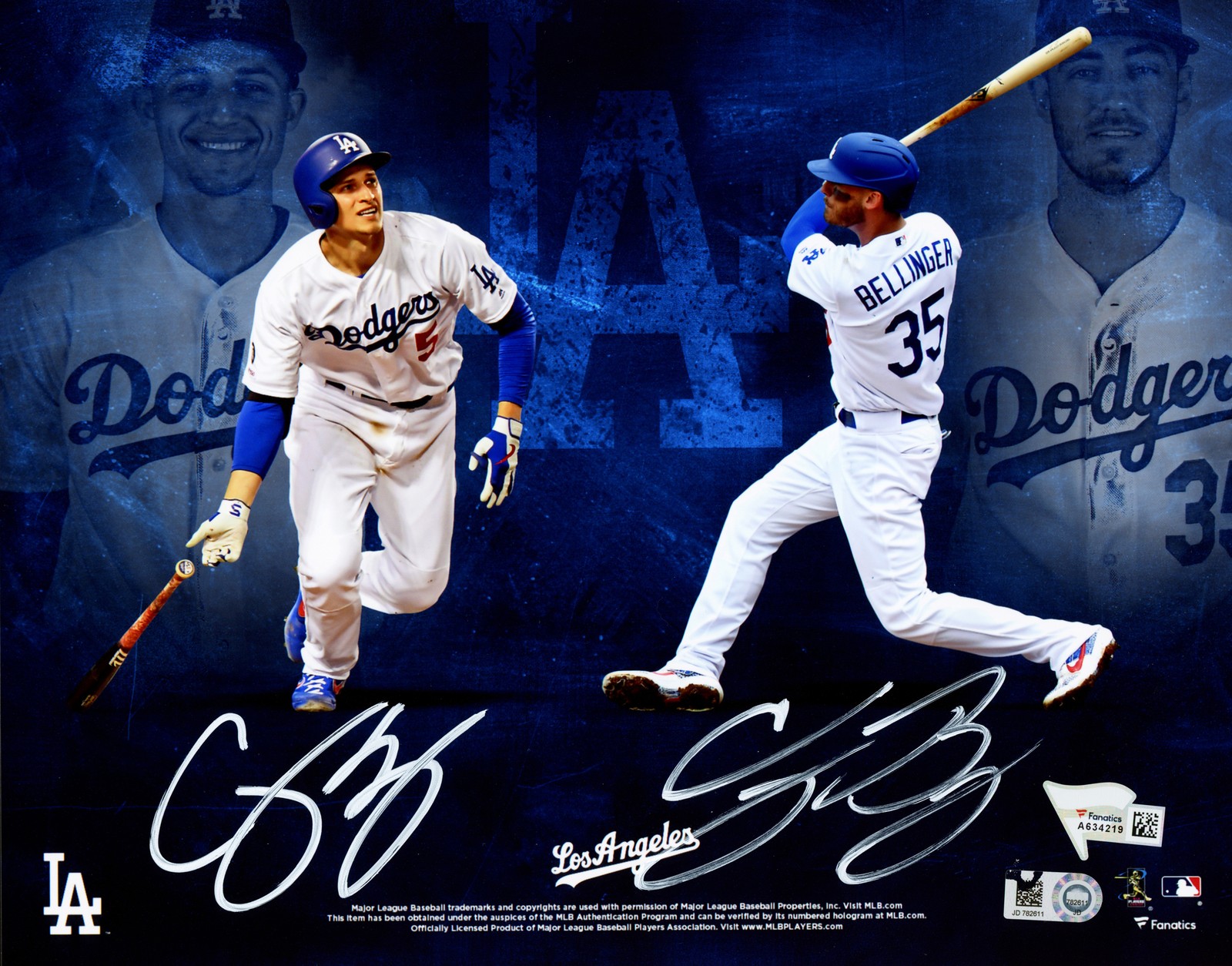Corey Seager & Cody Bellinger Signed 8×10 Photo Dodgers Fanatics & MLB Holo