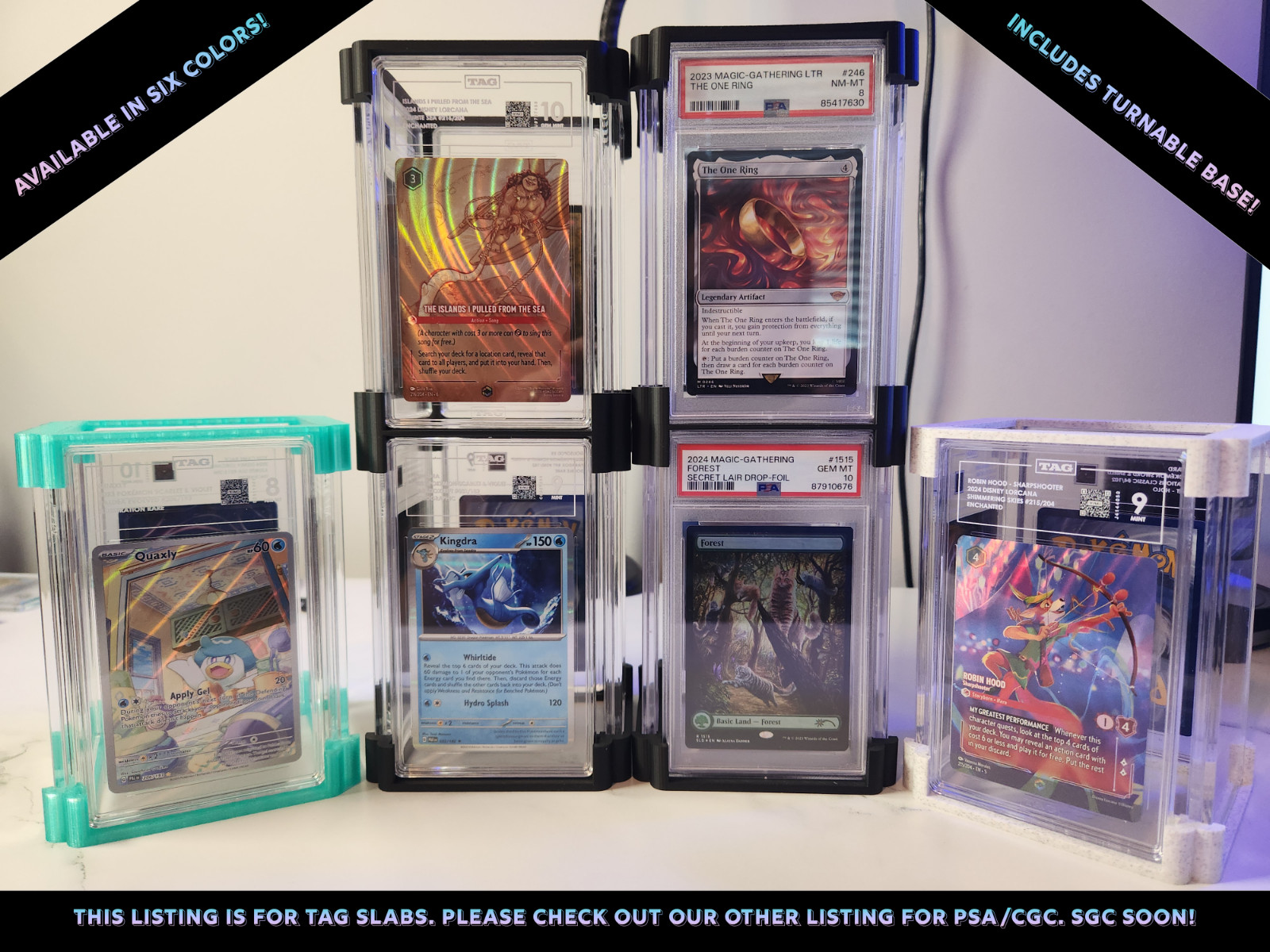 Graded Card Stand – Compatible with TAG – Turnable 360 Card Display – SlabTower