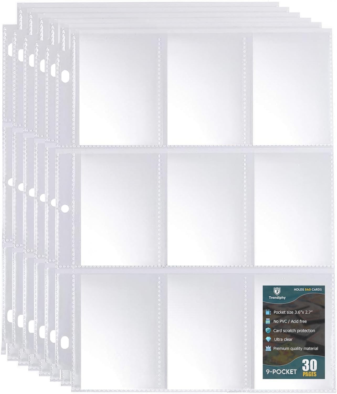 540 Pockets Card Sleeves Binder Sheets Baseball Card Sleeves Pages for 3 Ring…