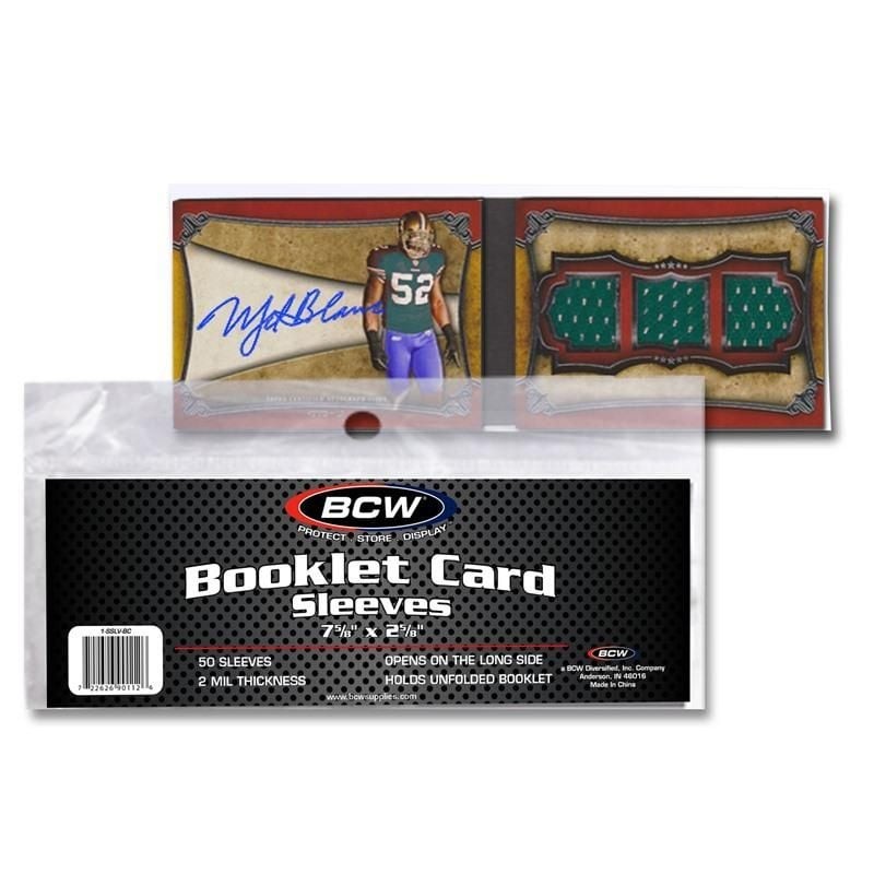1 pack of 50 BCW 7 ⅜” x 2 ⅝” Clear Booklet Card Sleeves