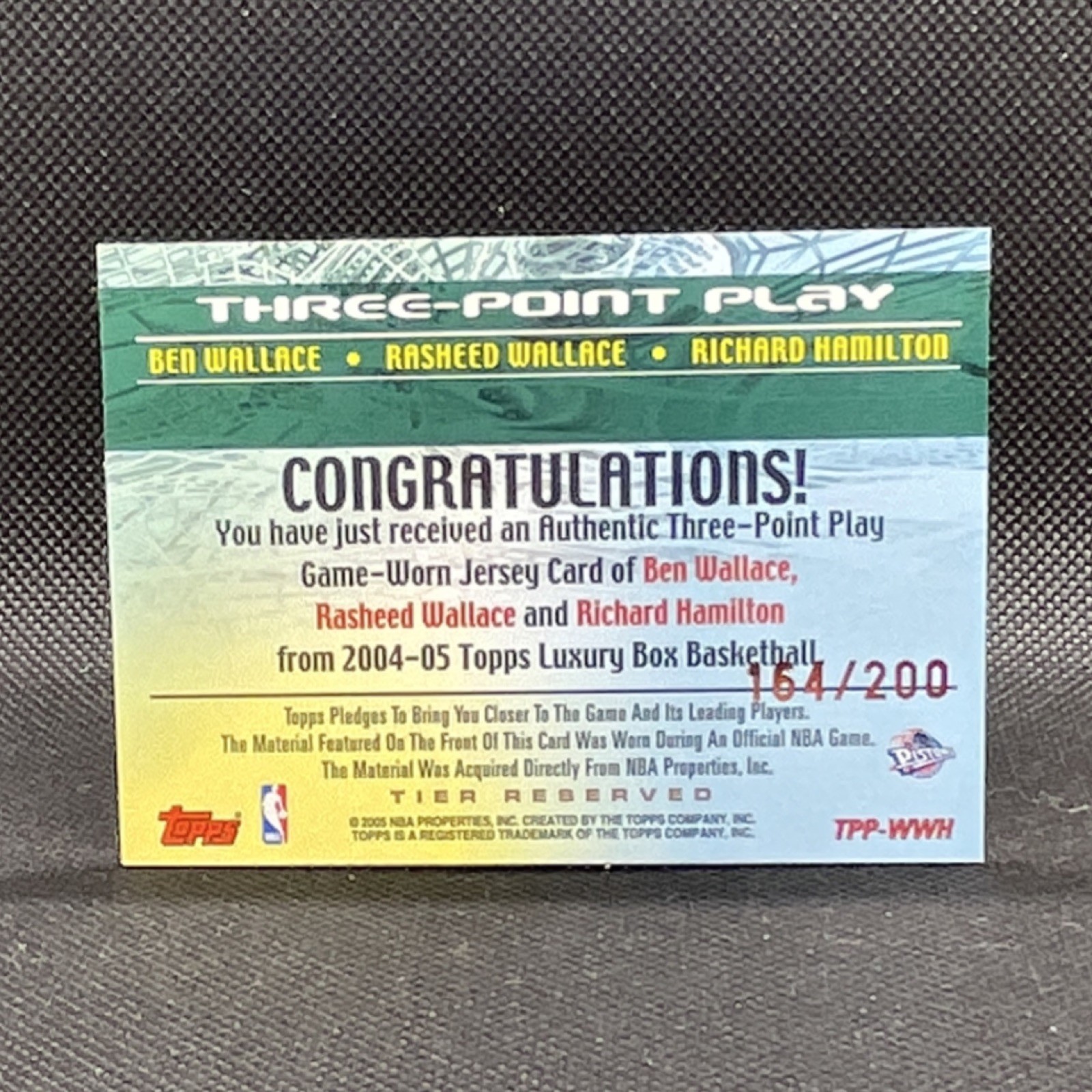 Topps 2004-05 Luxury Box Three-Point Play Relics /200 Wallace Hamilton