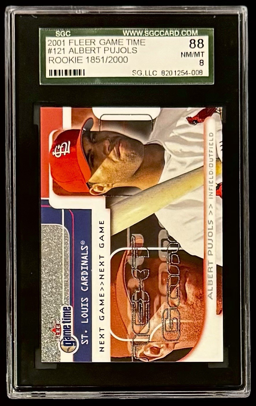 2001 Fleer Game Time – Next Game #121 Albert Pujols Rookie Card RC /2000 SGC 8