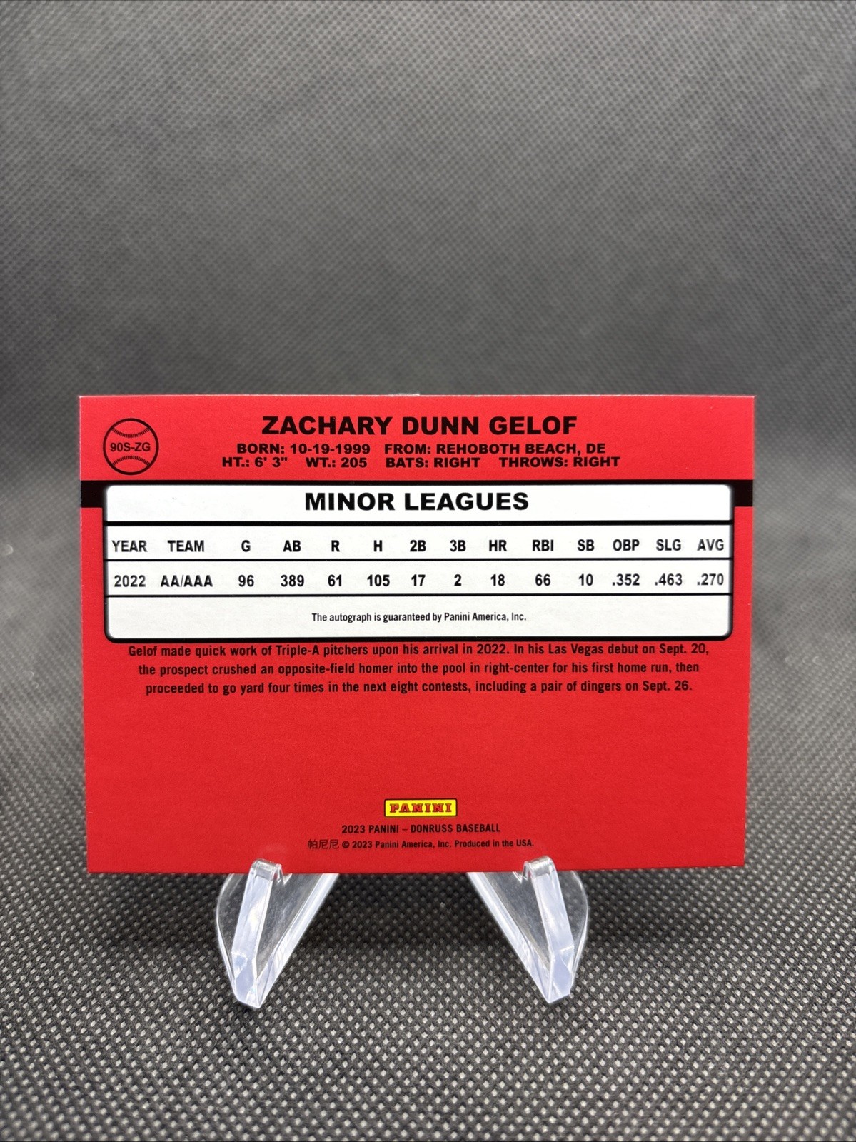 2023 Panini Donruss Retro 1990 Signatures Holo Zack Gelof #90S-ZG Auto Autograph