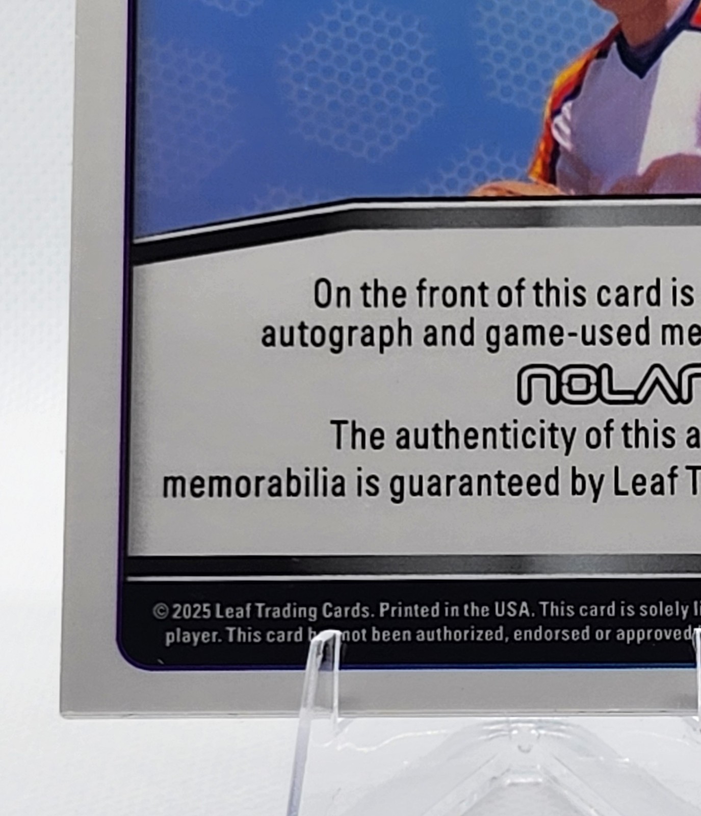 NOLAN RYAN 2025 Leaf Optichrome Time Machines PURPLE 1/1 AUTO JERSEY RELIC Astro