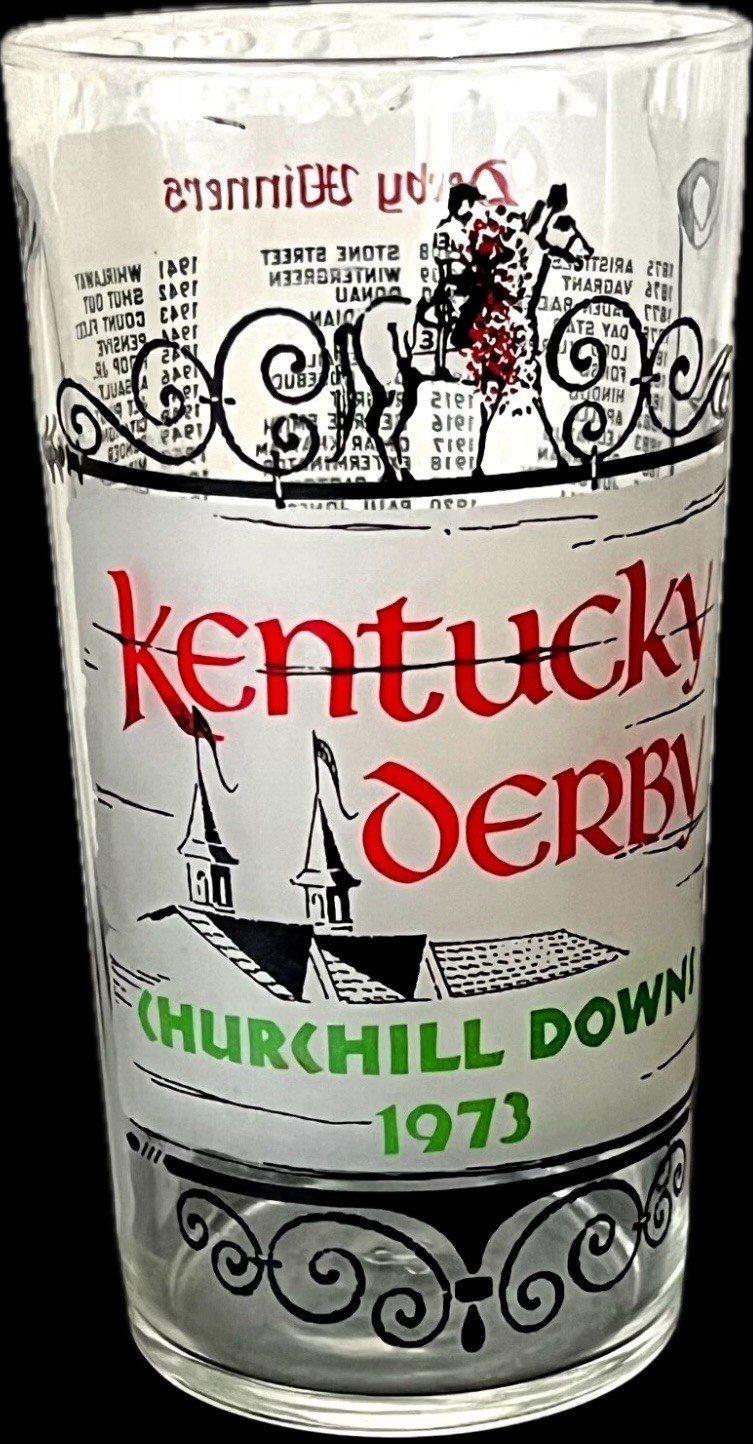 1973 Kentucky Derby Frosted Mint Julep Glass Churchill Downs Secretariat Winner