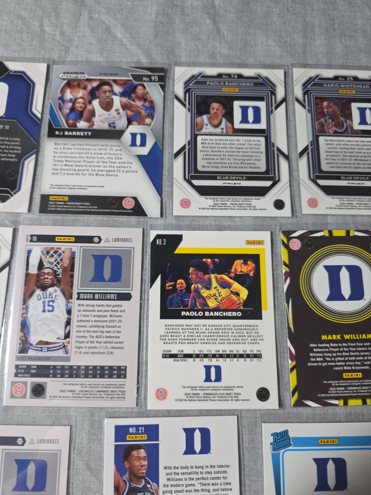 Duke University Blue Devils Basketball/Football Trading Card Lot Of 24