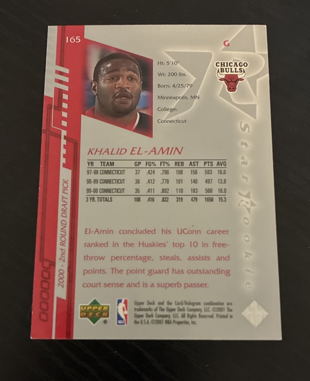 2000-01 Upper Deck Encore – Star Rookie Khalid El-Amin #165 /1600 (RC) Bulls