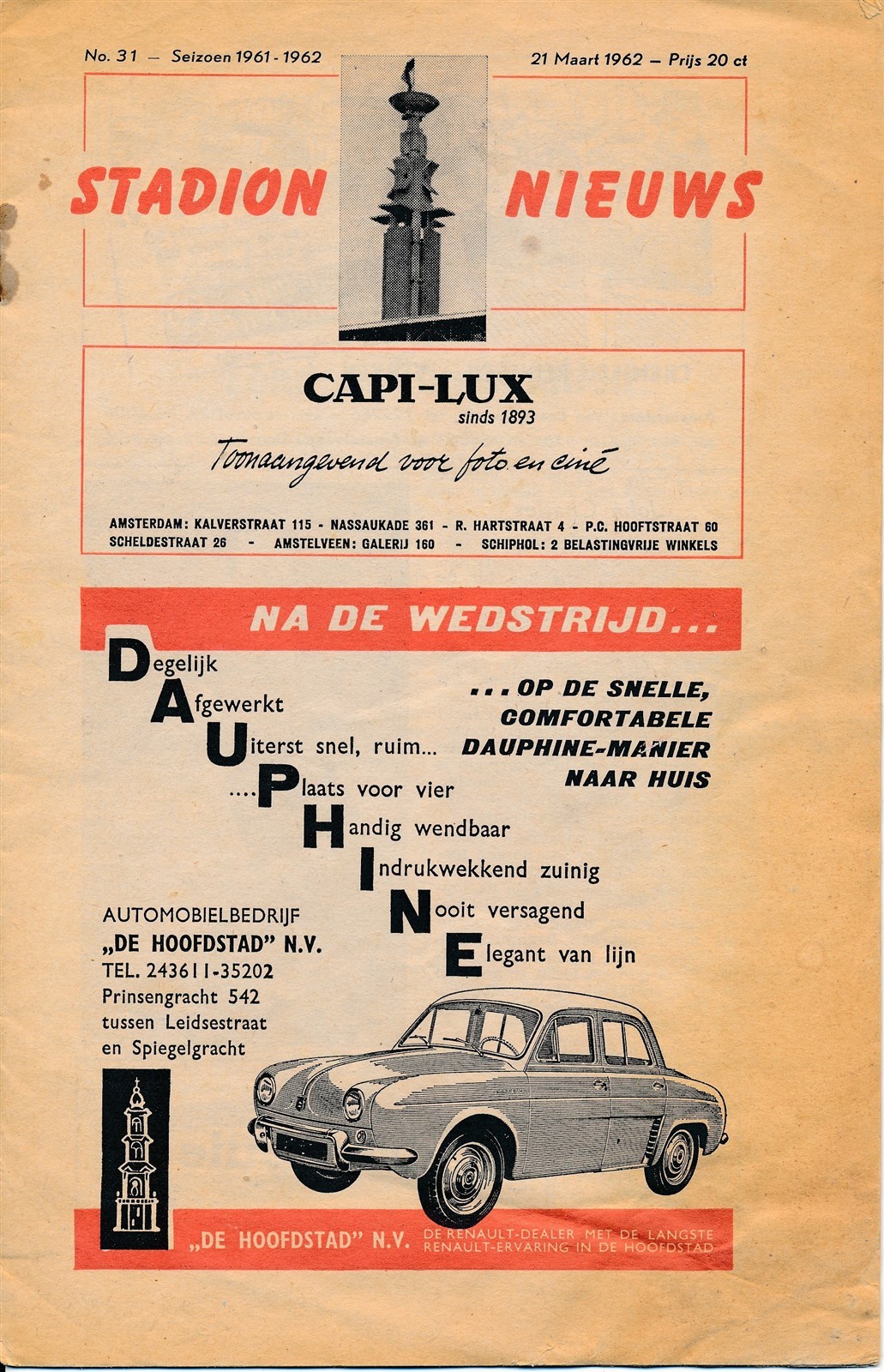 Netherlands League v Football Combination 1962 Chelsea Arsenal – slightly marked