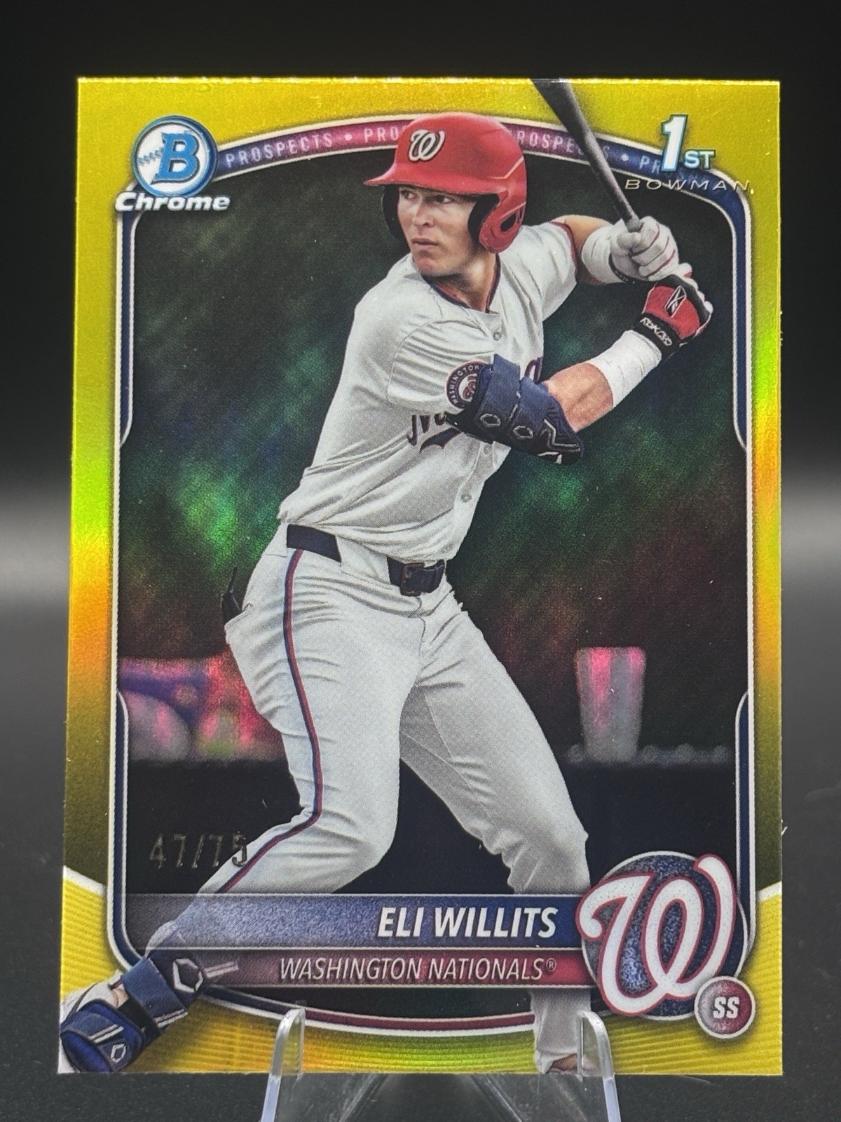 2025 Eli Willits 1st Bowman True Yellow Refractor /75 Chrome BDC-1