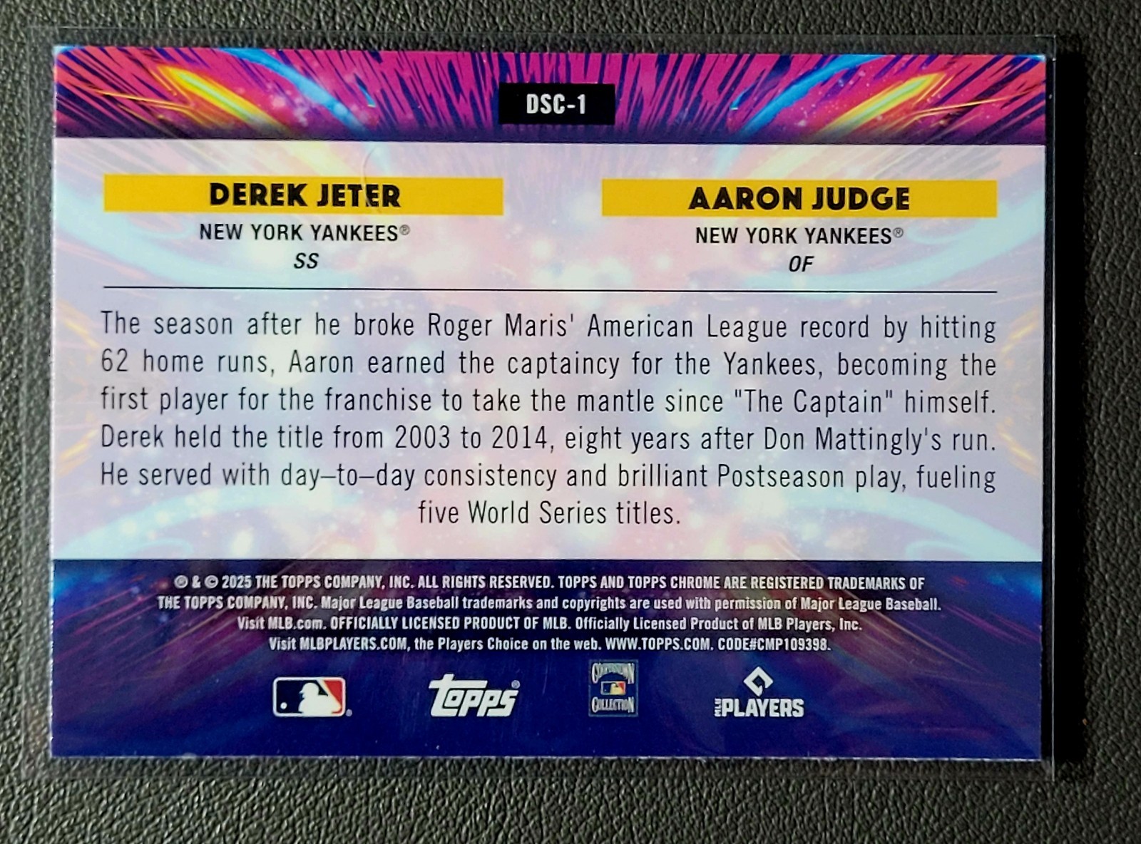 2025 Topps Cosmic Chrome Derek Jeter – Aaron Judge Star Clusters #DSC-1 Yankees