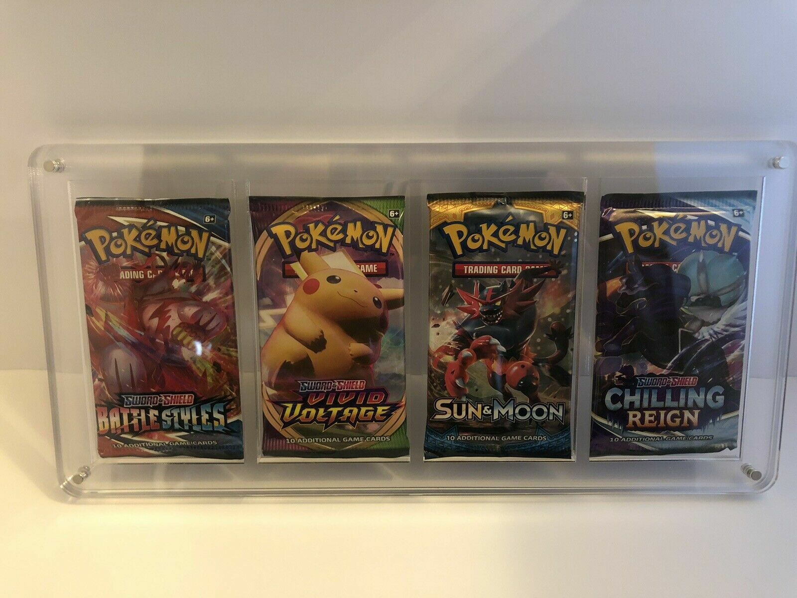 Pokemon Acrylic 2,3,4 or 5 Booster Pack Frame Display Case Magnet Locks