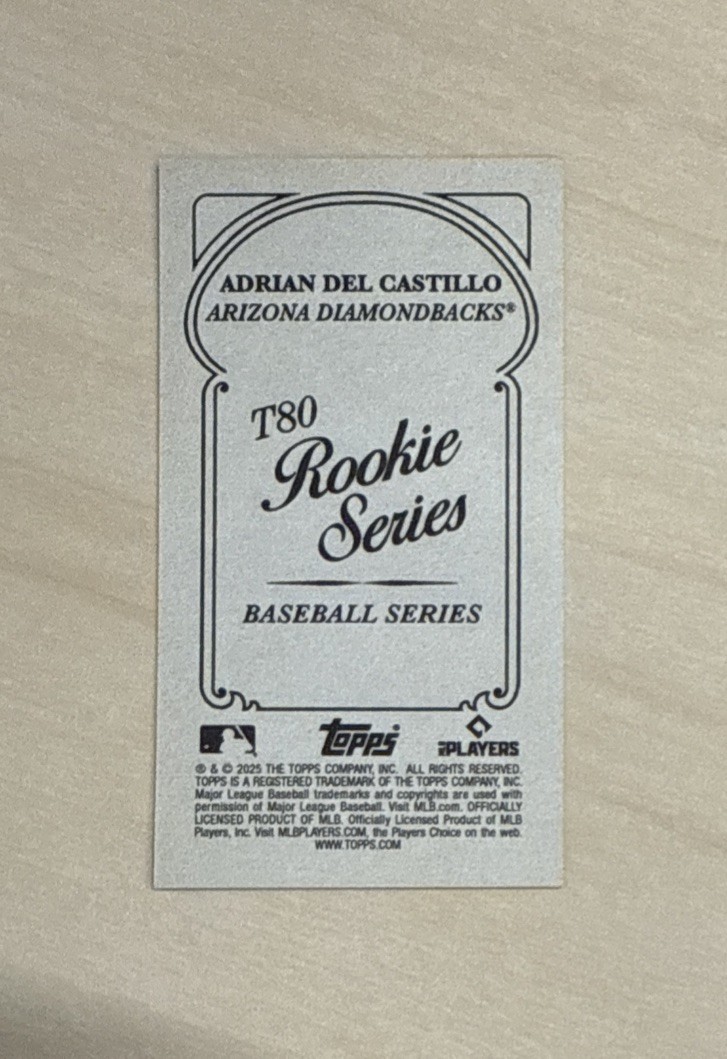 ADRIAN DEL CASTILLO -2025 Topps T205 T80 ROOKIE SERIES #13 -ARIZONA DIAMONDBACKS