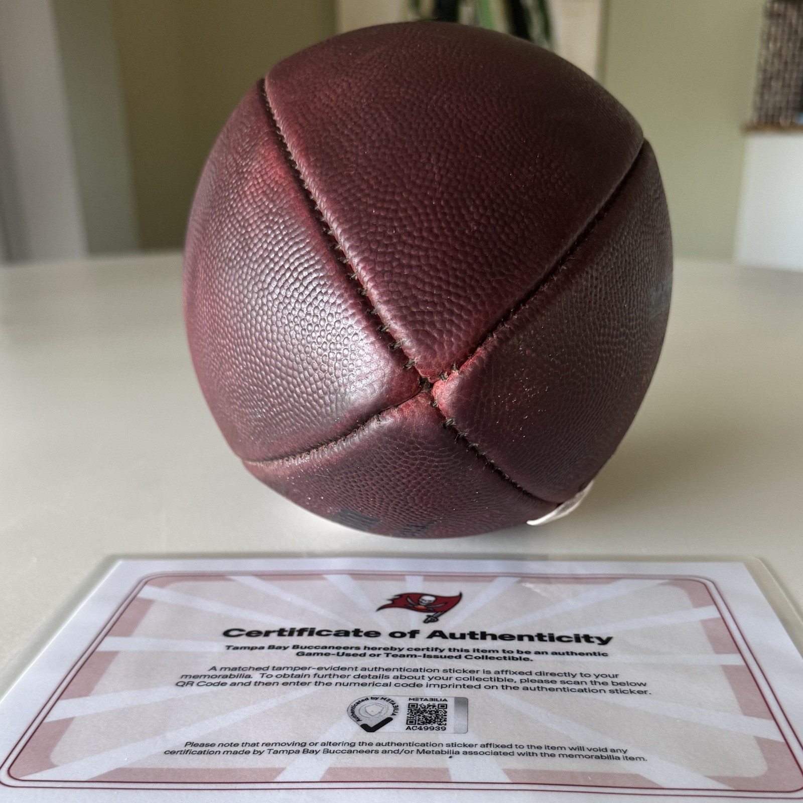 GAME USED Tampa Bay Buccaneers 11/09 + 11/16/25 NFL Football vs Patriots + Bills