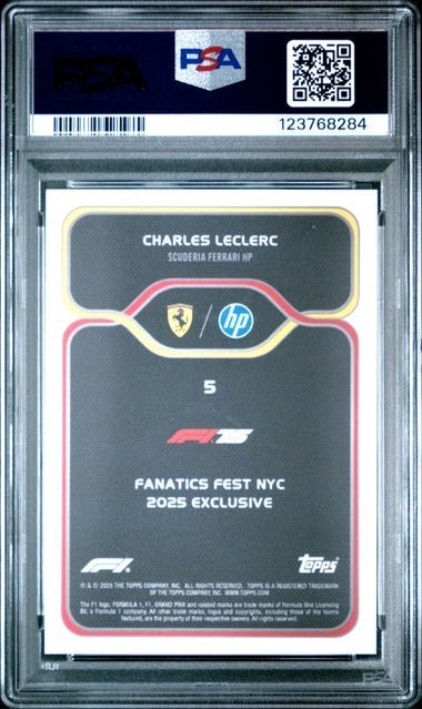 Topps F1 Fanatics Fest NYC 2025 Charles Leclerc #5 Formula 1 Ferrari PSA 10